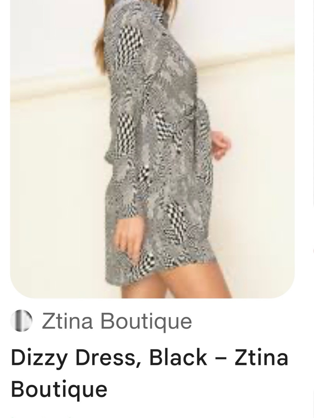 HYFVE Black & White Printed Long-Sleeve Mini Dress